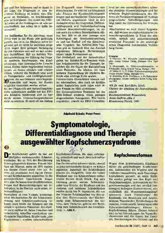 Vorschauseite 1: Symptomatologie, Differentialdiagnose und Therapie ausgewählter Kopfschmerzsyndrome