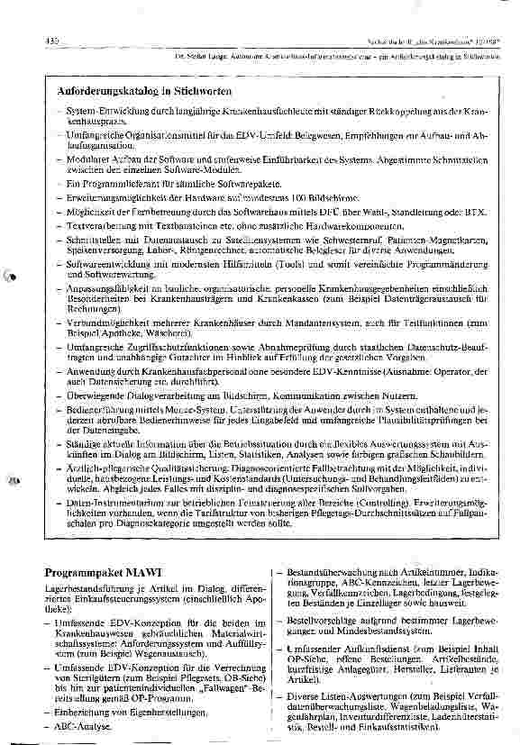 Vorschauseite 3: Autonome Krankenhaus-Informationssysteme - ein Anforderungskatalog in Stichworten.