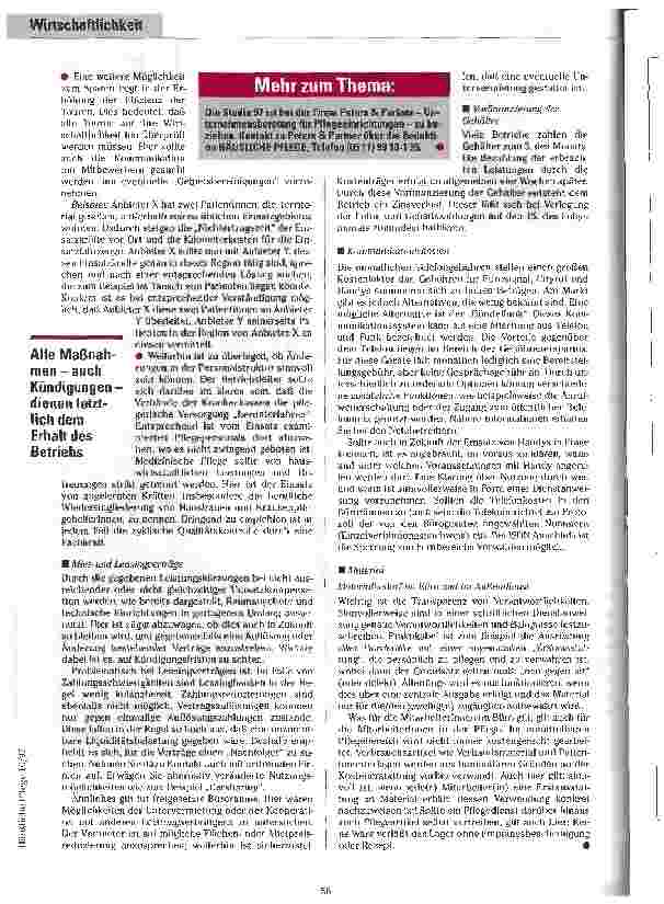 Vorschauseite 6: Philosophie kontra Kommerz Modelle zum sinnvollen Umgang mit Kosten in ambulanten Pflegediensten