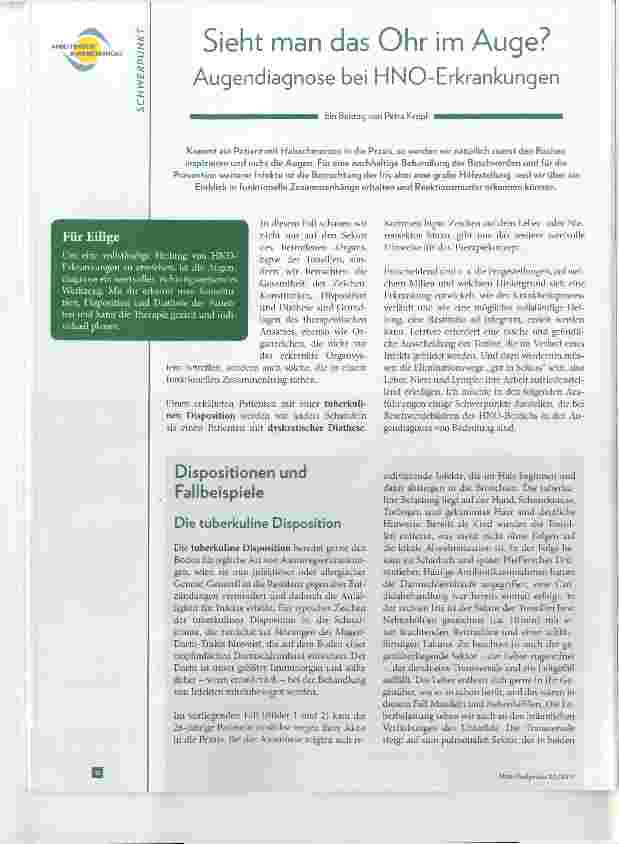 Vorschauseite 1: Sieht man das Ohr im Auge? Augendiagnose bei HNO-Erkrankungen