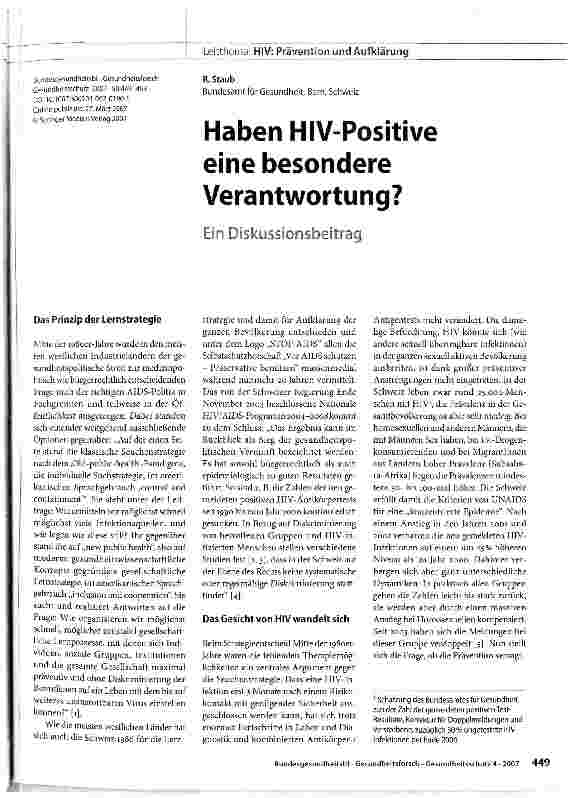 Vorschauseite 1: Haben HIV-Positive eine besondere Verantwortung?