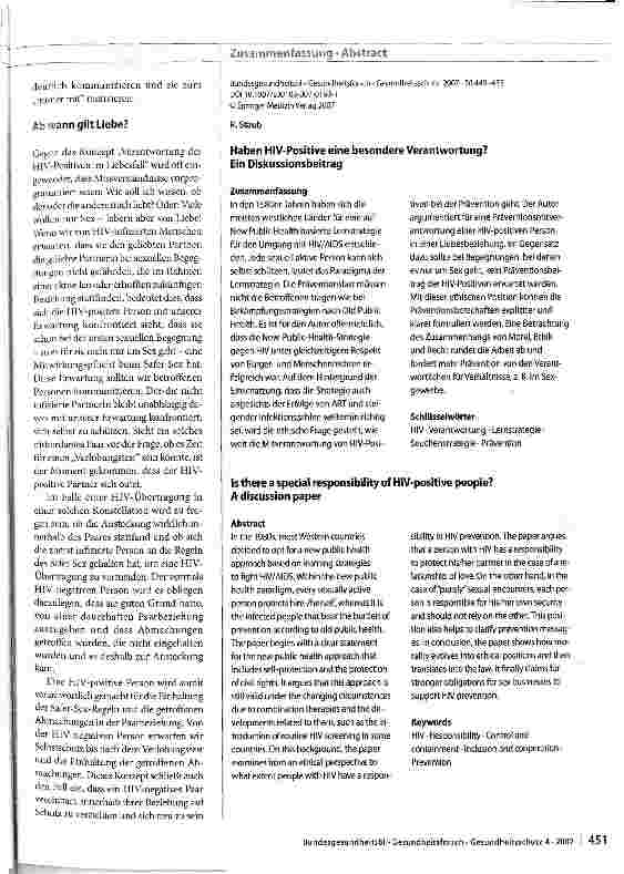 Vorschauseite 3: Haben HIV-Positive eine besondere Verantwortung?