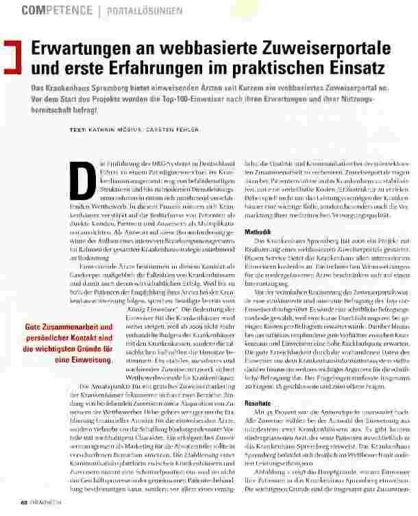 Vorschauseite 1: Erwartungen an webbasierte Zuweiserportale und erste Erfahrungen im praktischen Einsatz