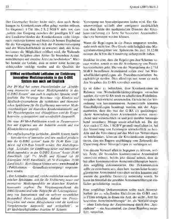 Vorschauseite 2: Einführung eines „Arztes für besondere Arzneimitteltherapie - Gefahr für die Qualität der Versorgung und die Anerkennung von Praxisbesonderheiten?