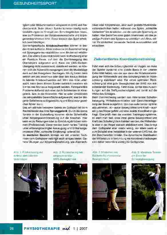Vorschauseite 2: Physio-Coaching beim Golf-Sport Sportartspezifische Krankheitsbilder