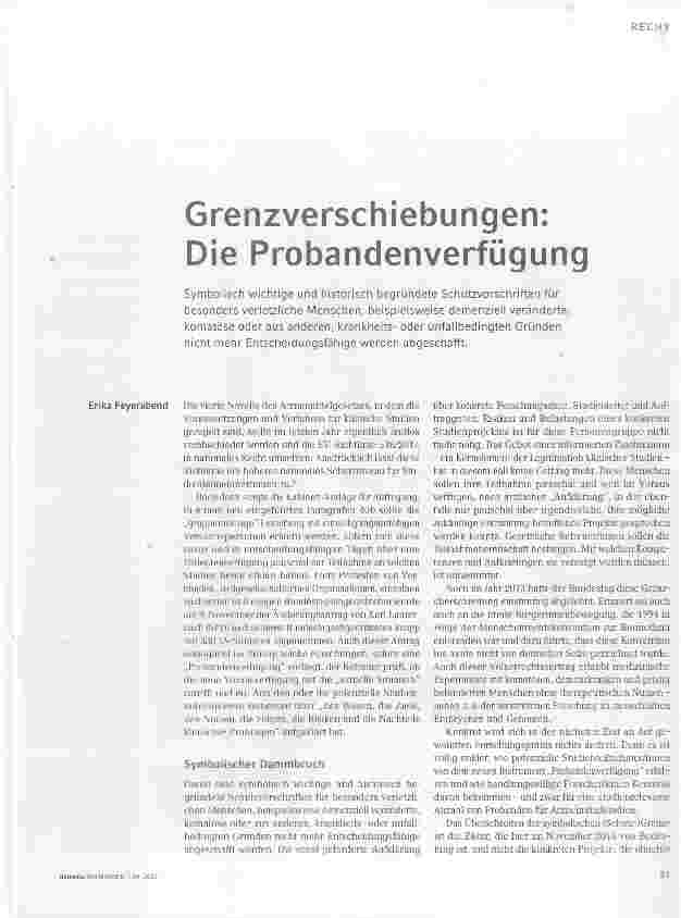 Vorschauseite 1: Grenzverschiebungen: Die Probandenverfügung