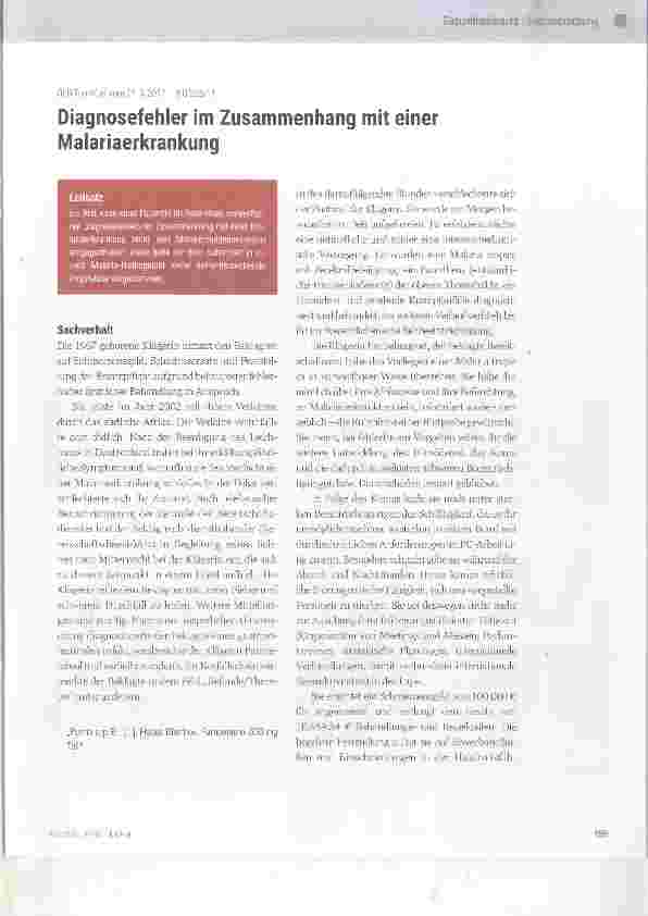 Vorschauseite 1: Diagnosefehler im Zusammenhang mit einer Maiarilerkrankung