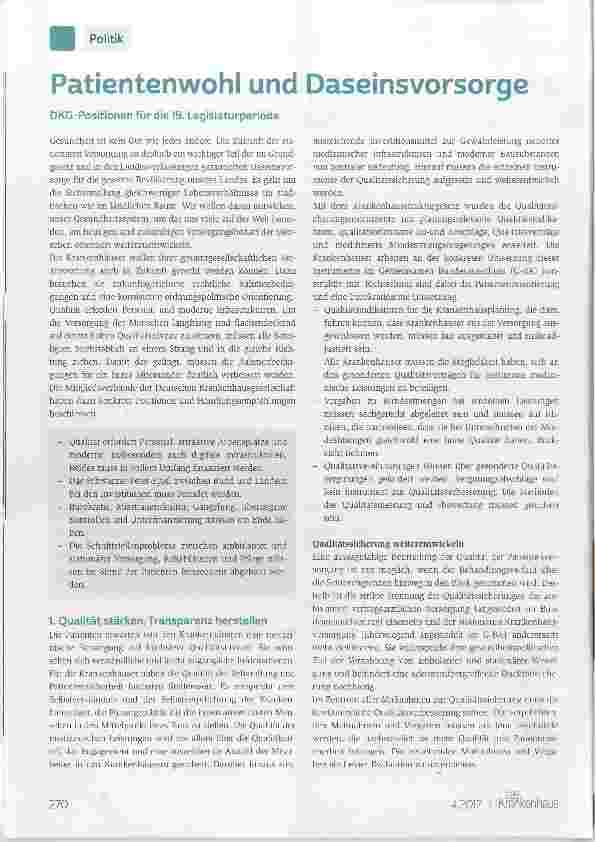 Vorschauseite 1: Patientenwohl und Daseinsvorsorge