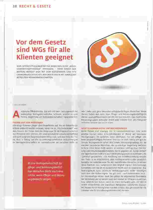 Vorschauseite 1: Vor dem Gesetz sind WGs für alle Klienten geeignet