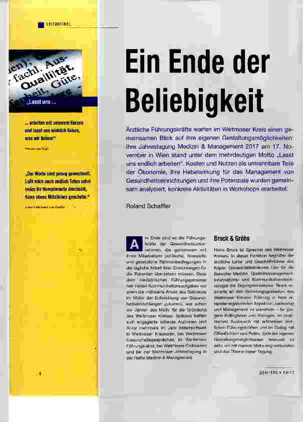 Vorschauseite 1: Ein Ende der Beliebigkeit