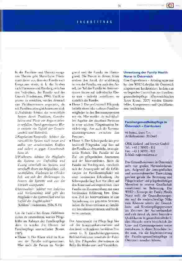 Vorschauseite 4: Pflege (in) der Familie - Umsetzung der family health nurse in Österreich