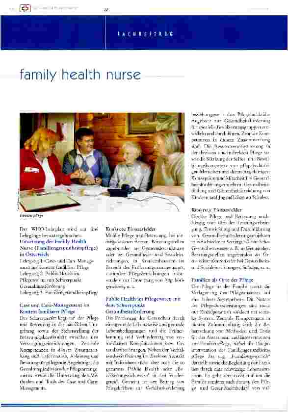 Vorschauseite 5: Pflege (in) der Familie - Umsetzung der family health nurse in Österreich
