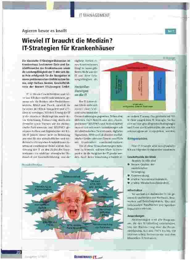 Vorschauseite 1: Wieviel IT braucht die Medizin? IT-Strategien für Krankenhäuser