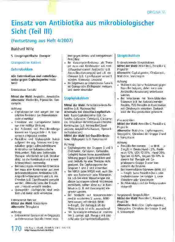 Vorschauseite 1: Einsatz von Antibiotika aus mikrobiologischer Sicht (Teil III)