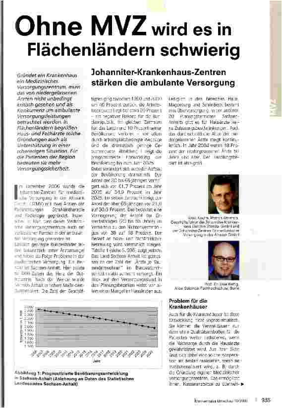 Vorschauseite 1: Ohne MVZ wird es in Flächenländern schwierig