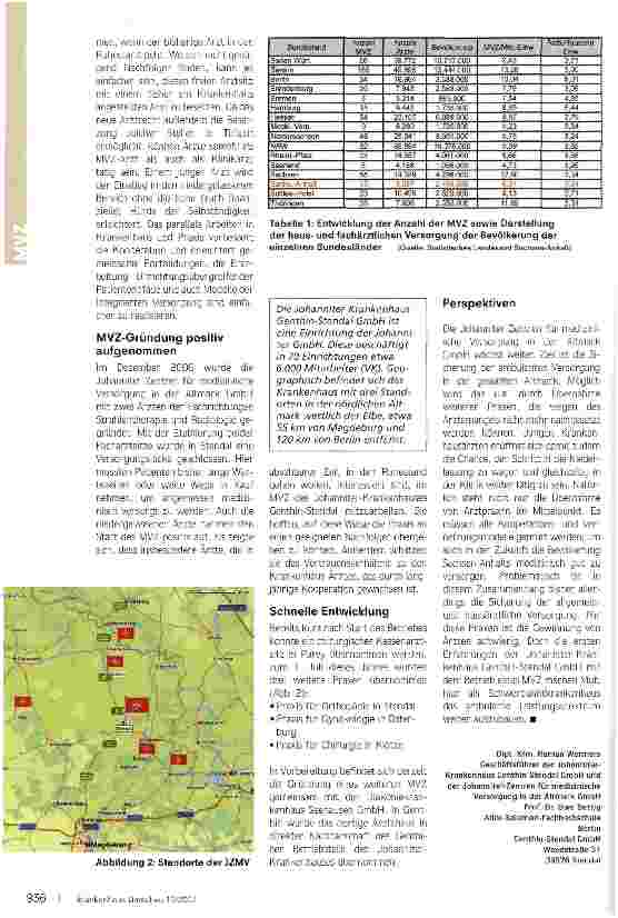 Vorschauseite 2: Ohne MVZ wird es in Flächenländern schwierig