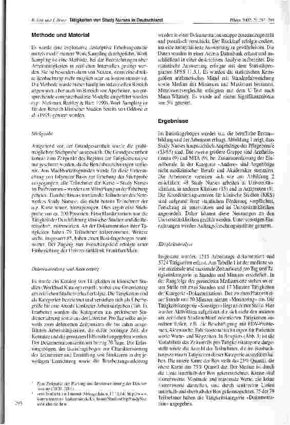 Vorschauseite 3: Study Nurses in Deutschland -eine Untersuchung ihrer Tätigkeiten bei der Durchführung klinischer Studien