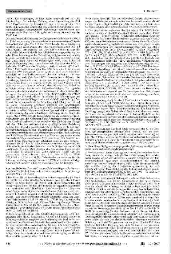 Vorschauseite 2: Schichtzulage für Teilzeitbeschäftigte