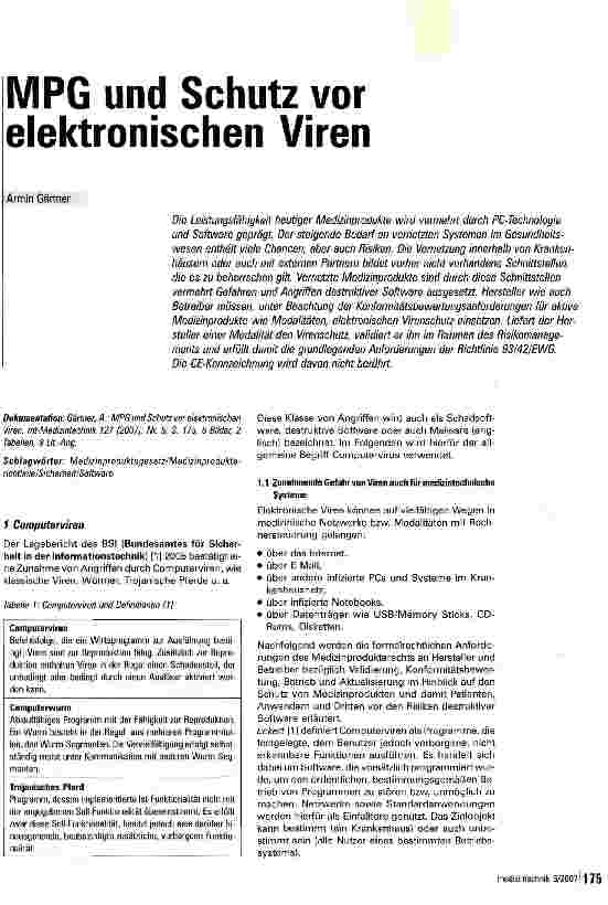 Vorschauseite 1: MPG und Schutz vor elektronischen Viren