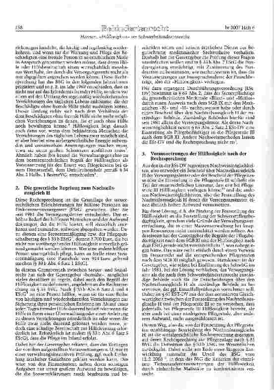 Vorschauseite 2: Hilflosigkeit im Schwerbehindertenrecht