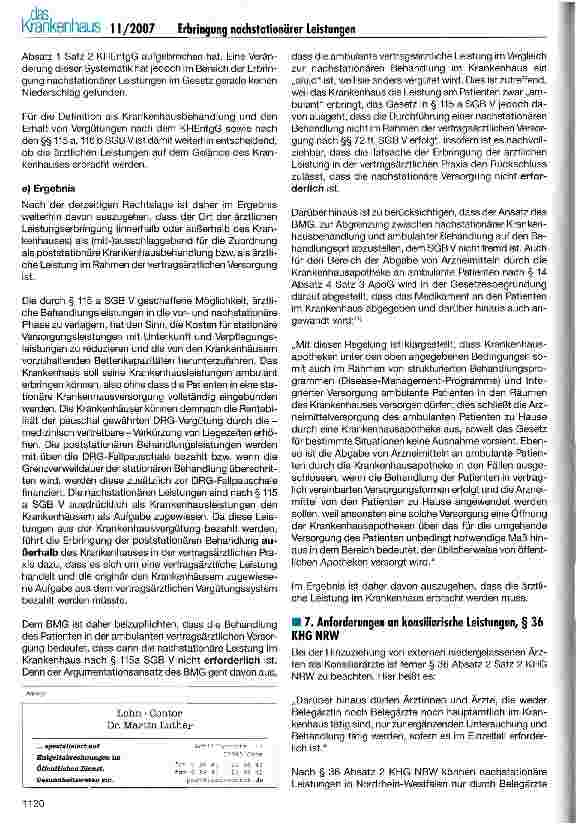 Vorschauseite 3: Erbringung nachstationärer Leistungen für Krankenhäuser gemäß § 115 a SGB V durch niedergelassene Vertragsärzte (II)