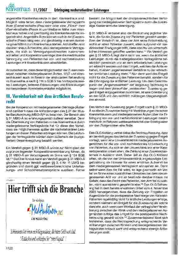 Vorschauseite 5: Erbringung nachstationärer Leistungen für Krankenhäuser gemäß § 115 a SGB V durch niedergelassene Vertragsärzte (II)