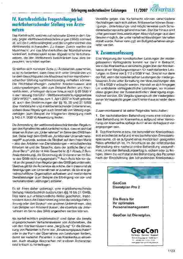 Vorschauseite 6: Erbringung nachstationärer Leistungen für Krankenhäuser gemäß § 115 a SGB V durch niedergelassene Vertragsärzte (II)
