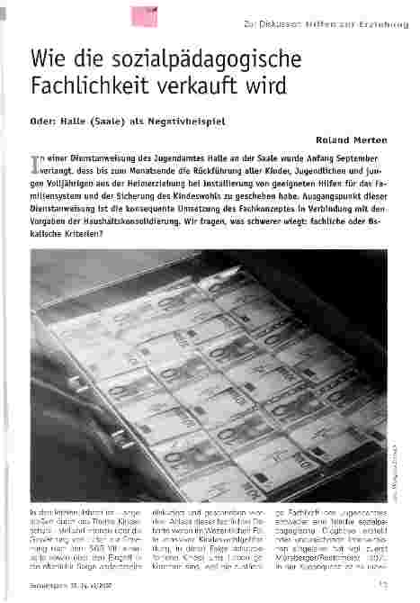 Vorschauseite 1: Wie die sozialpädagogische Fachliechkeit verkauft wird