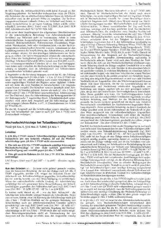 Vorschauseite 2: Wechselschichtund Schichtarbeit; Bereitschaftszeiten
