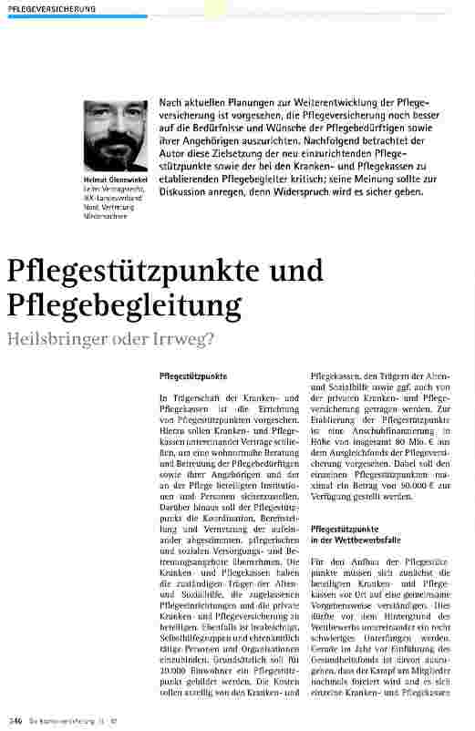 Vorschauseite 1: Pflegestützpunkte und Pflegebegleitung
