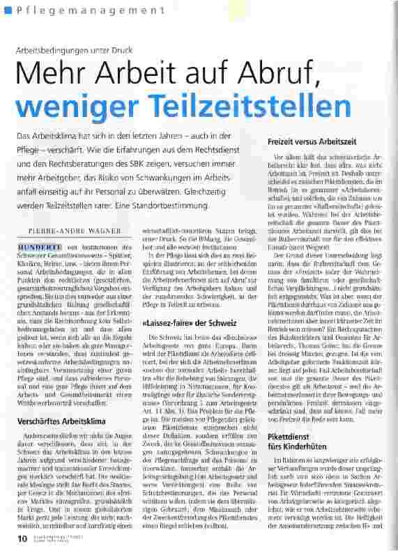 Vorschauseite 1: Mehr Arbeit auf Abruf, weniger Teilzeitstellen