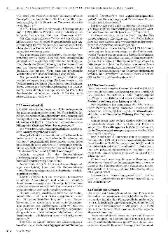 Vorschauseite 3: Neue Fürsorgepflichten des Dienstherrn nach § 79 BBG - Die Dynamik der beamtenrechtlichen Fürsorge