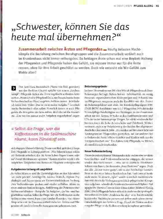 Vorschauseite 1: Schwester, können Sie das heute mal übernehmen?