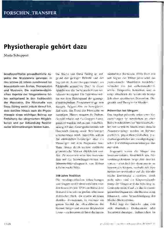 Vorschauseite 1: Physiotherapie gehört dazu