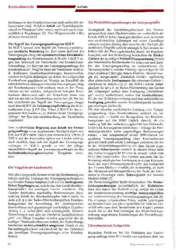 Vorschauseite 2: Zum Umfang des Versorgungsauftrags von Plankrankenhäusern