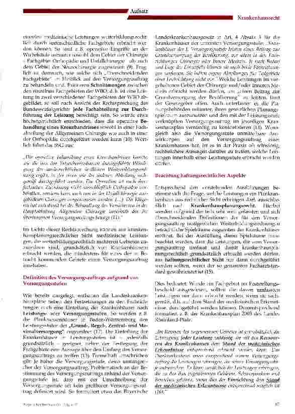 Vorschauseite 3: Zum Umfang des Versorgungsauftrags von Plankrankenhäusern