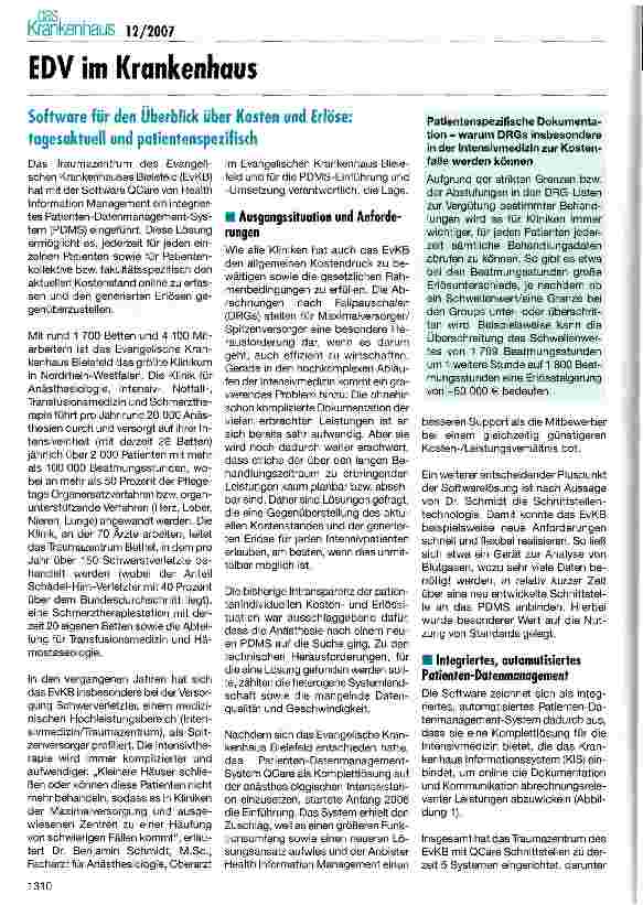 Vorschauseite 1: EDV im Krankenhaus