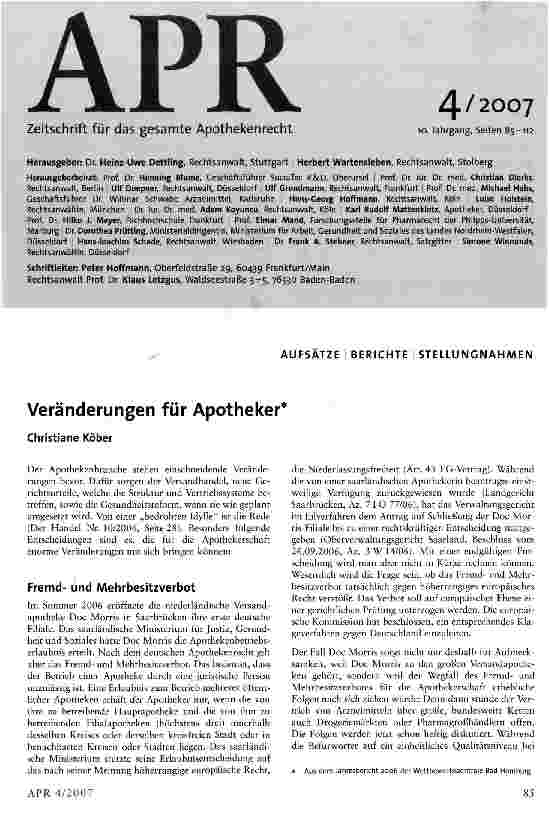 Vorschauseite 1: Veränderungen für Apotheker