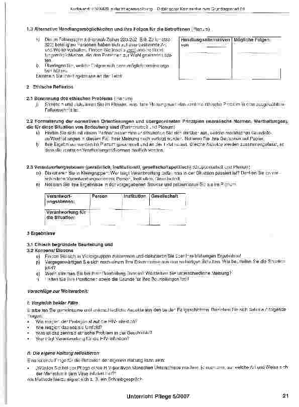 Vorschauseite 6: Kommentar zur Lernsituation „HIV/AIDS - Herausforderung für Gesundheitsberufe