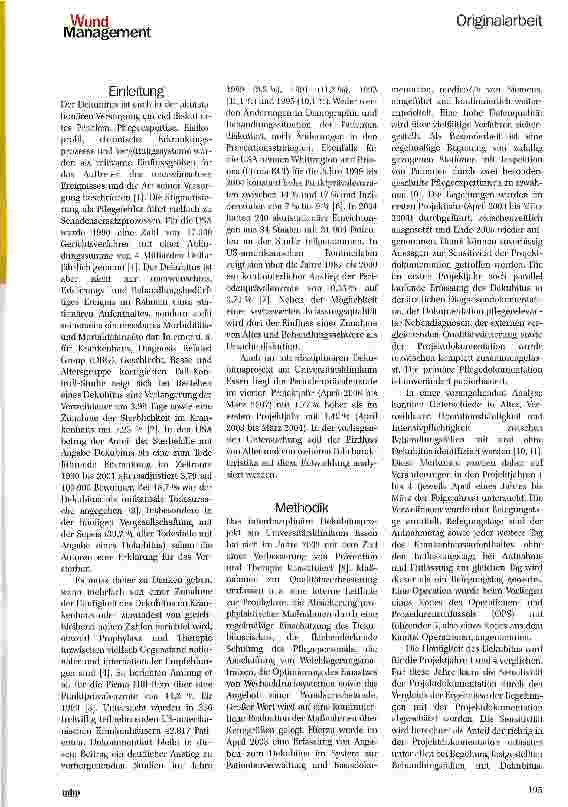 Vorschauseite 2: Veränderungen der Versorgungssituation in einem Universitätsklinikum können einen Anstieg von Prävalenz und Inzidenz des Dekubitus erklären
