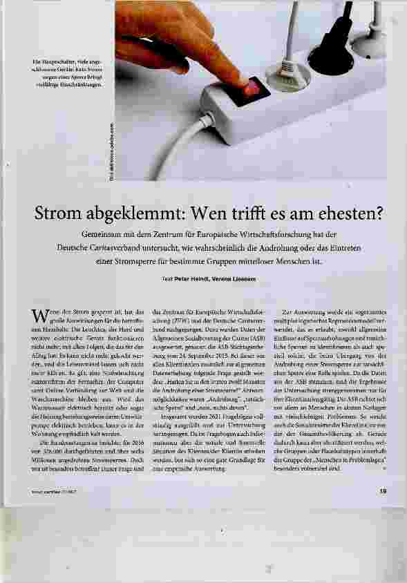 Vorschauseite 1: Strom abgeklemmt: Wen trifft es am ehesten?