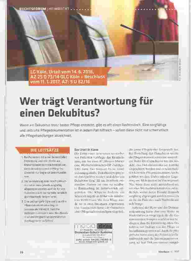 Vorschauseite 1: Wer trägt Verantwortung für einen Dekubitus?