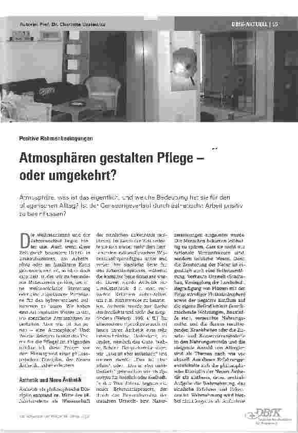 Vorschauseite 1: Atmosphären gestalten Pflege oder umgekehrt?