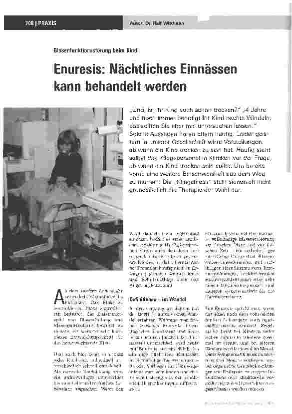 Vorschauseite 1: Enuresis: Nächtliches Einnässen kann behandelt werden