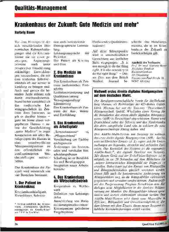 Vorschauseite 1: Krankenhaus der Zukunft: Gute Medizin und mehr