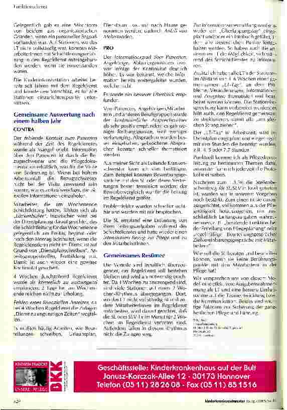 Vorschauseite 2: Pflegemanagement Einführung eines Regeldienstes für Stationsleitungen und stellvertretende Stationsleitungen (sogen. Leitungsteam)