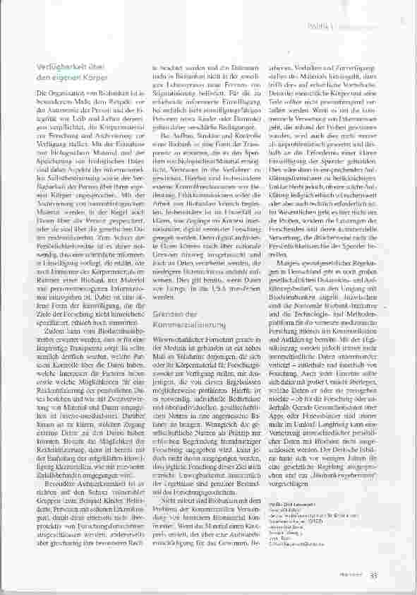 Vorschauseite 2: Ethik-Kommentar Hüter des Biodatenschatzes