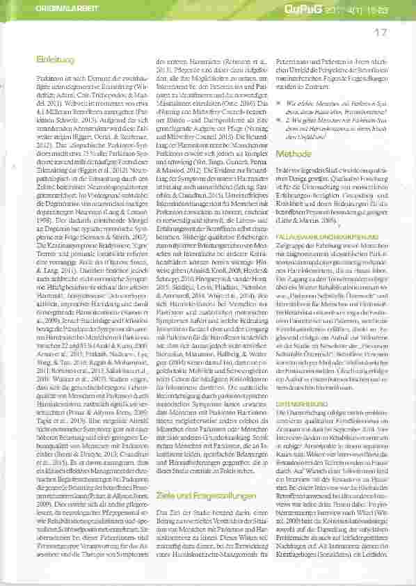 Vorschauseite 2: „Es kommt und ist nicht zu verhindern“ Erleben und Bewältigung der Harninkontinenzvon Menschen mit Parkinson-Syndrom