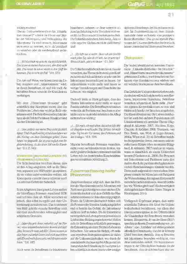 Vorschauseite 6: „Es kommt und ist nicht zu verhindern“ Erleben und Bewältigung der Harninkontinenzvon Menschen mit Parkinson-Syndrom