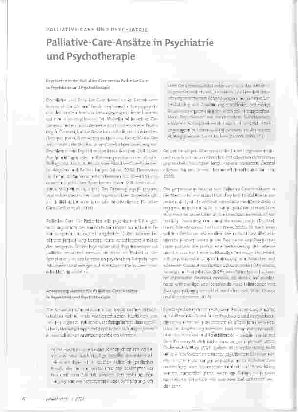 Vorschauseite 1: Palliative-Care-Ansätze in Psychiatrie und Psychotherapie